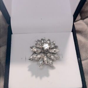 Dimond 14 k white gold starburst ring size 8.5 approx see pics